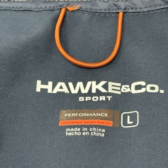 Hawke & Co. Mens Navy Large Performance Windbreaker Jacket Full Zip Pockets Hood - Picture 4 of 13